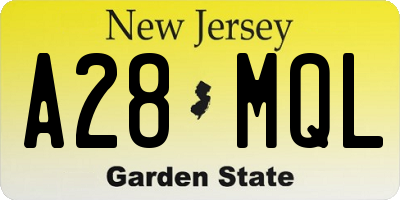 NJ license plate A28MQL