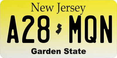 NJ license plate A28MQN