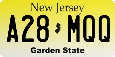 NJ license plate A28MQQ