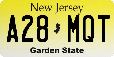 NJ license plate A28MQT