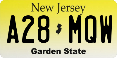 NJ license plate A28MQW