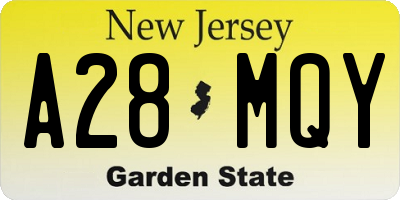 NJ license plate A28MQY