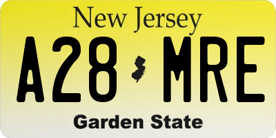 NJ license plate A28MRE