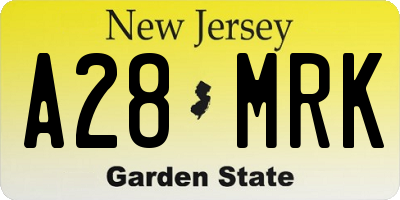 NJ license plate A28MRK