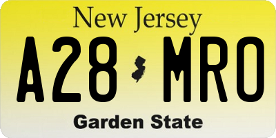 NJ license plate A28MRO