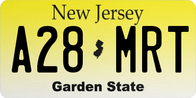 NJ license plate A28MRT