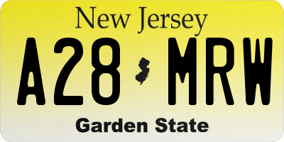 NJ license plate A28MRW