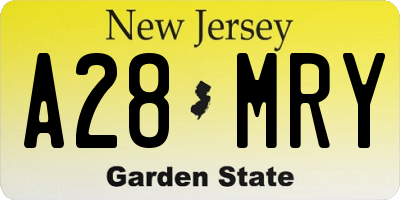 NJ license plate A28MRY