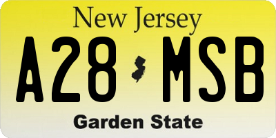 NJ license plate A28MSB
