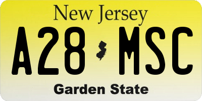 NJ license plate A28MSC