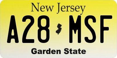 NJ license plate A28MSF