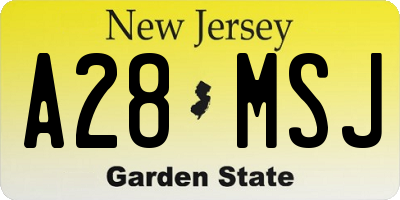 NJ license plate A28MSJ