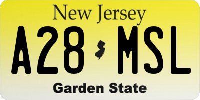 NJ license plate A28MSL