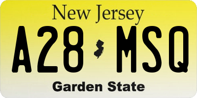 NJ license plate A28MSQ