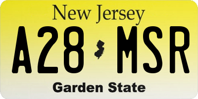 NJ license plate A28MSR