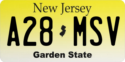NJ license plate A28MSV