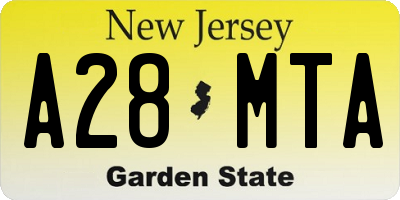 NJ license plate A28MTA