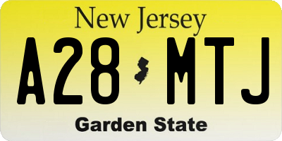 NJ license plate A28MTJ