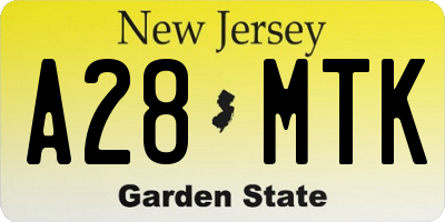 NJ license plate A28MTK