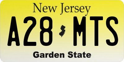 NJ license plate A28MTS
