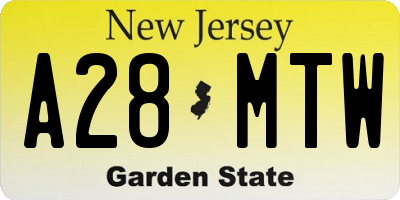 NJ license plate A28MTW