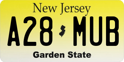 NJ license plate A28MUB