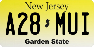 NJ license plate A28MUI