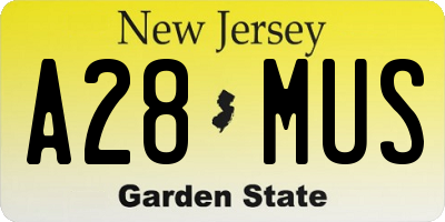 NJ license plate A28MUS