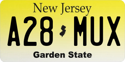 NJ license plate A28MUX