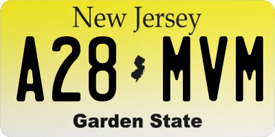 NJ license plate A28MVM
