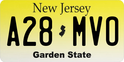 NJ license plate A28MVO