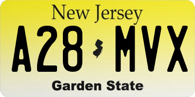 NJ license plate A28MVX