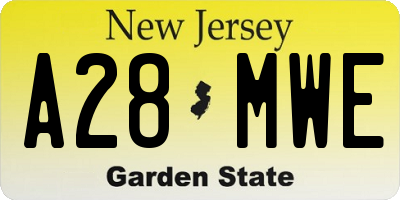 NJ license plate A28MWE