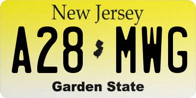 NJ license plate A28MWG