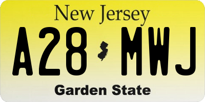 NJ license plate A28MWJ
