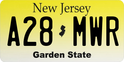 NJ license plate A28MWR