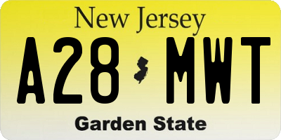 NJ license plate A28MWT