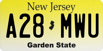 NJ license plate A28MWU