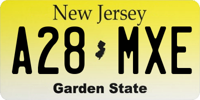 NJ license plate A28MXE