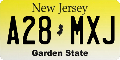 NJ license plate A28MXJ
