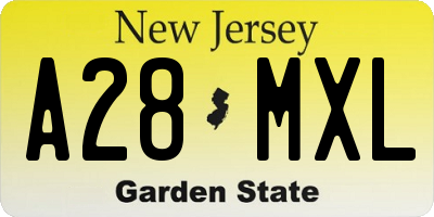 NJ license plate A28MXL