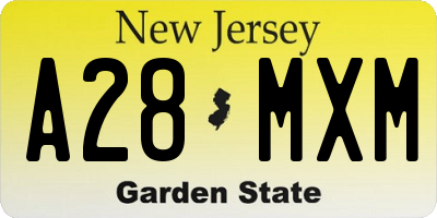 NJ license plate A28MXM
