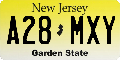 NJ license plate A28MXY