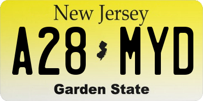 NJ license plate A28MYD