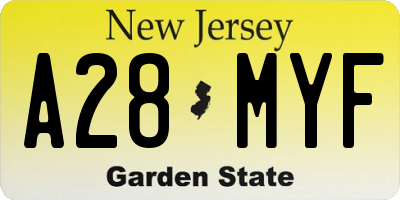NJ license plate A28MYF