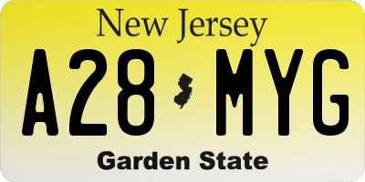 NJ license plate A28MYG