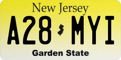 NJ license plate A28MYI