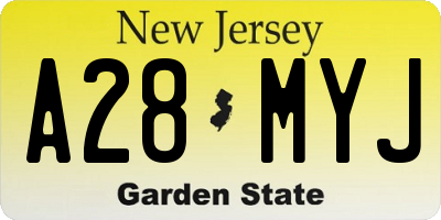 NJ license plate A28MYJ