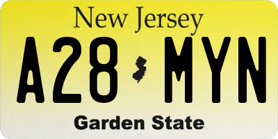 NJ license plate A28MYN