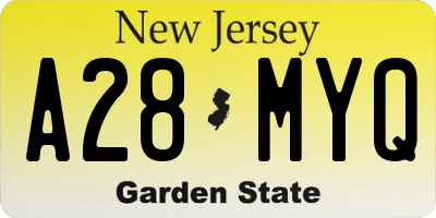 NJ license plate A28MYQ